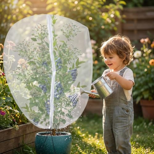 Gardtree 3PCS 5 × 6.2 FT Bird Insect Barrier Fruit Tree Netting, Double Zipper & Drawstring, Garden Bird Netting for Blueberries, Tomatoes, Peppers, Shrubs – Reusable Mesh Barrier - size: 5 x 6.2 FT/3PCS