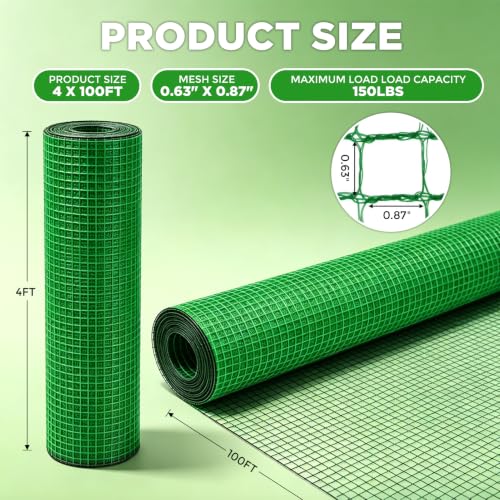 Garden Fence Temporary Fence, 4ft x 100ft Plastic Safety Snow Fence with 50 Zip Ties, Construction Barrier Fencing for Yard, Animal Barrier for Deer, Dogs, Rabbits, Chicken, Green - size: 4*100Ft