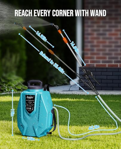 Backpack Sprayer with 2 X 2.5Ah Battery, 5H Continuous Spraying - Weed Sprayer for Lawn Garden 3.2 Gallon, with 7 Nozzles & Telescopic Wand, Battery Powered, Compatible with Makita 18V Battery - size: 3.2 Gallon