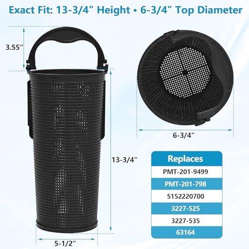 BigHead 005-152-2207-00 Debris Canister Basket Replacement for Paramount DDC/EDC Leaf Canisters, Black 1 Pack, Replaces 3227-525 3227-535 5152220700 63164 PMT-201-798 PMT-201-9499 - size: 005-152-2207-00
