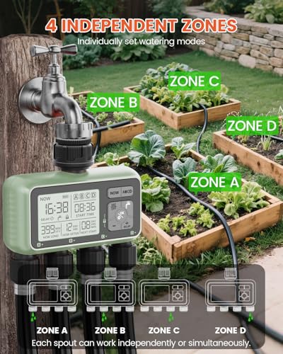 4 Zone Sprinkler Timer, Programmable Water Timer for Garden Hose - size: 4 Outlet