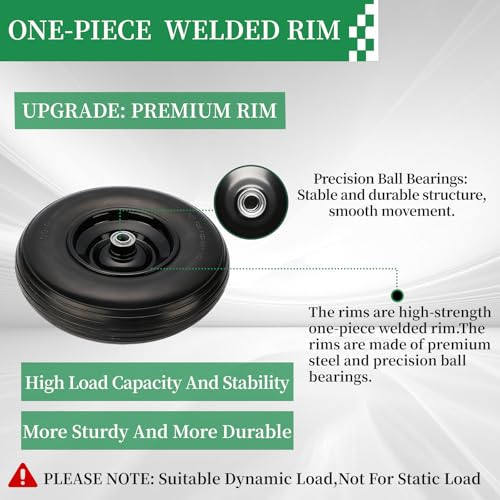 RRQ 4.00-6 Flat Free Tire and Wheel, 13" Solid Wheelbarrow Tires, 1 Pack