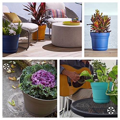 Bloem Saturn Planter with Saucer, 7", Deep Sea (SP0731) - color: Deep Sea, size: 7"