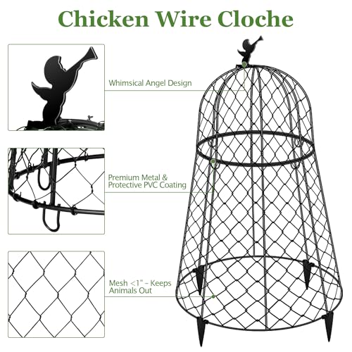 6 Pack Garden Cloches for Plants, 13" D x 20" H - size: 6 Sets(13"D x 20"H)