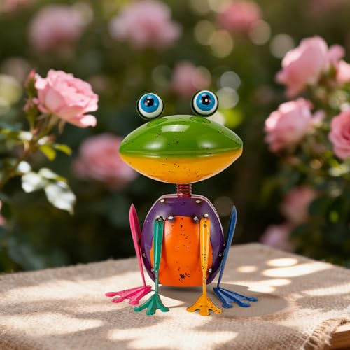 Frog Garden Decor Metal Yard Art - color: Green Frog
