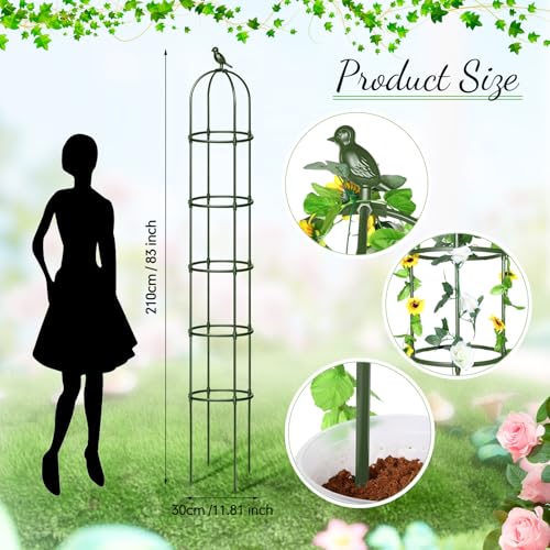 Sadnyy 2 Pack 7 ft Garden Trellis Obelisk for Rose Trellis Climbing Plants Outdoor Rustproof for Pots Tall Tower Plant Support Metal Garden Vines Flower Plants Support Outdoor Indoor (Green) - color: Green