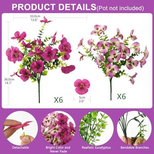 INQCMY Fake Artificial Pansy Flowers Plants for Outdoors UV Resistant - color: Gradient Double Pink