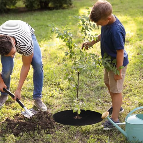 8 Pack 20.5 Inch Non-Woven Tree Mulch Ring - Degradable Tree Protector Mat, Round Anti Grass Gardening Landscaping Fabric Cover, Reusable Tree Weed Barrier Mat for Weed Control Root Protection (8pcs) - color: 8pcs
