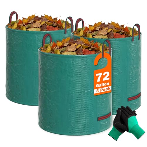 FEED GARDEN 72 Gallon Reusable Yard Waste Bags, 3 Pack