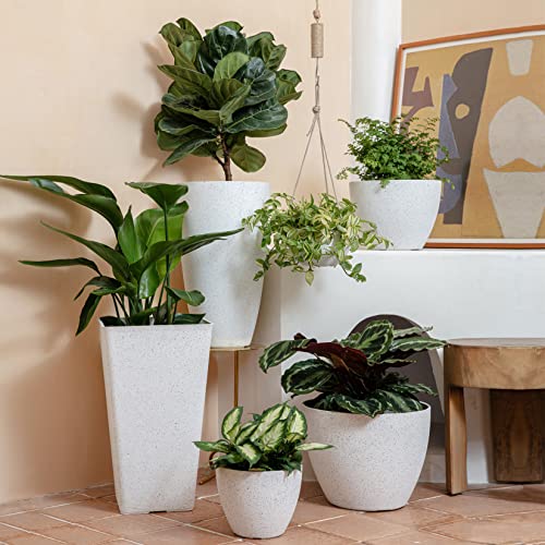 LA JOLIE MUSE Large Hanging Planters for Outdoor Plants, Set of 2,13 Inch - color: Speckled White