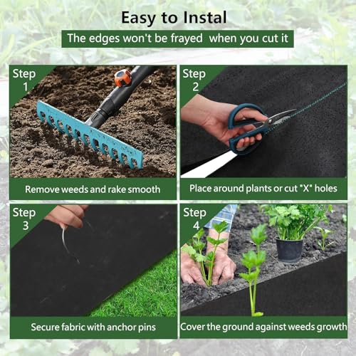 PioneerWorks Woven Landscape Fabric 5oz, 5 x 300FT Weed Fabric Barrier, Double Layer, Weed Control Fabric Ground Cover, Garden Fabric Weed Barrier, Gardening Mat for Garden Beds, Landscaping - size: 5 x 300FT-5.0OZ