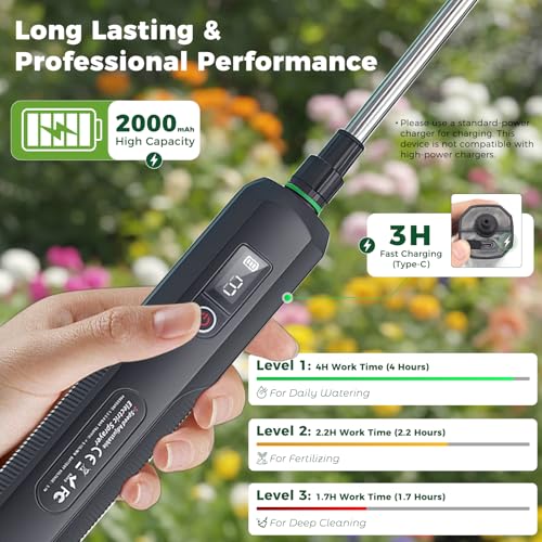 Battery Powered Sprayer, 2 Gallon Electric Garden Sprayer with 4 Nozzles