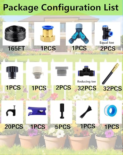 360° Adjustable Drip Irrigation Sprinkler Kit – Garden Watering System - size: 165 FT