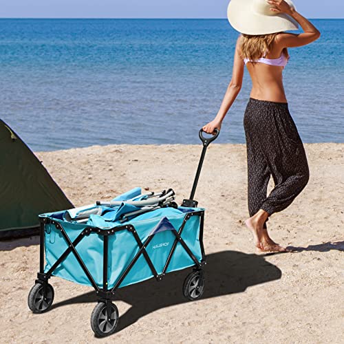 HAUSHOF Collapsible Outdoor Utility Wagon, 176 lb Load Capacity, Blue - color: Blue