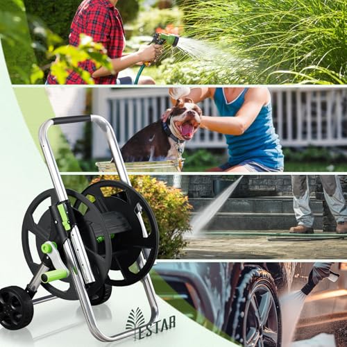 Garden Hose Reel Cart, Holds 75-150 Feet of 5/8" Hose - color: Black