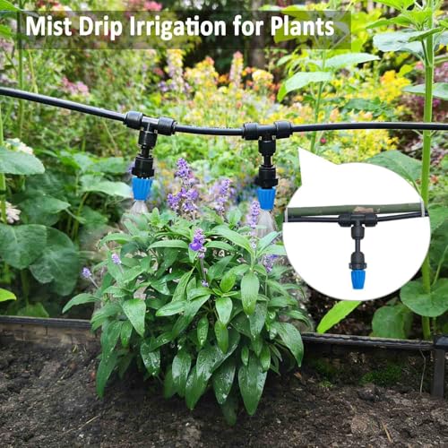 Drip Irrigation Kit for Garden,Main ID 1/2inch 16.5Ft and 1/4inch 96Ft Water Hose, Watering System Sufficient Water Pressure, Irrigation Dripper Waterflow Evenly Easy DIY - size: S6