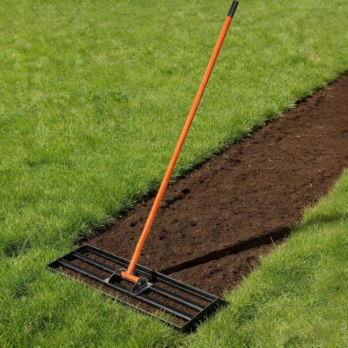 17" x 10"Lawn Leveling Rake with 5 FT Handle, Black - color: Black, size: 5FT 17"x10"