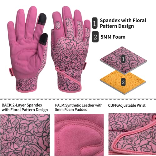 Cute Pattern Gardening Gloves,Thornproof Garden Glove,Gardener Gift - color: 1 Pair Per Pack-pink, size: Medium