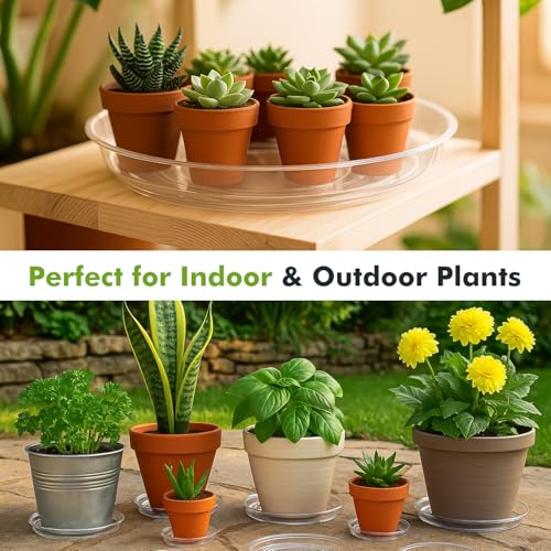 50 Packs 6" Small Clear Plant Saucers for Indoor Outdoor Use Heavy Duty Plastic Plant Trays for Planter Bulk Lower Pot Drip Trays to Catch Water, 4 to 20 Inch, Round Transparent - color: Clear/ 50 packs, size: 6 inches