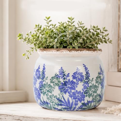 Dosayes Flower Pot,Vintage Ceramic Pot for Plant with Drainage Holes - color: Turquoise