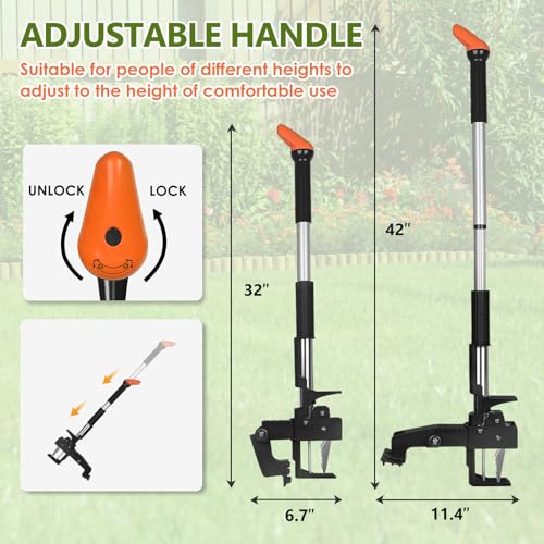 SHANTRA Weed Puller Tool, 4-Claw Stand Up Weed Puller Tool with Long Handle, Adjustable Weeder Puller Heavy Duty Stand Up Weeder, Weeding Tool for Lawn, Yard, Garden, Crabgrass, Dandelion Picker - size: Adjustable Handle