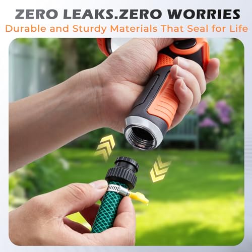 Garden Hose Nozzle High Pressure Leak Proof Spray Water Hose Nozzle Sprayer - color: Orange&Orange