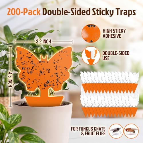 100 Pack Gnat Traps, Double Sided Plant Sticky Traps for Indoor Bug, Orange - color: Orange