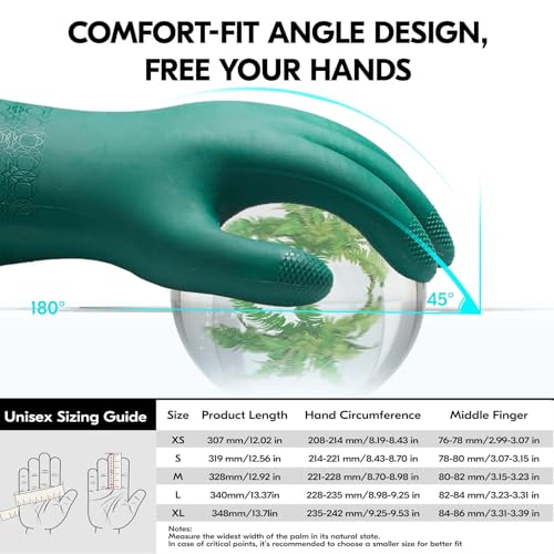 Vgo... Long Gardening Gloves Waterproof Anti-Slip Yard Work(TP1117,L) - color: Dark Green, size: Large