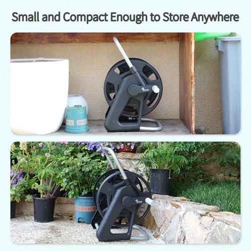 Garden Water Hose Reel,Holds 50-60 Ft of 5/8" Hose - color: Black