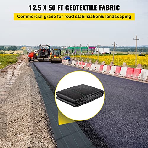 VEVOR Weed Fabric Barrier Heavy Duty, 12.5x50ft 3.5oz Weed Blocker Fabric, Woven Landscape Fabric, Garden Fabric Weed Barrier, Weed Control Fabric Ground Cover, Geotextile Fabric, Gardening Mat, Black - size: 12.5FT*50FT-3.5OZ, style: Woven