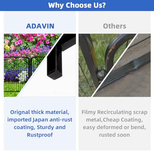 ADAVIN Tall Garden Fence with Gate,40 in(H) 4 Panels Animal Barrier Fence, Black Heavy Duty Iron Metal Fencing Border, Indoor or Outdoor Dog Playpen, No Dig RV Fencing for Yard. Total 8.9 FT(L) - size: 4panels-40in(H)×8.9ft(L)