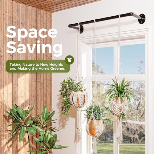Bamworld Hanging Planters for Indoor Plants Plant Hanger Indoor - color: Black, size: 36.2 Inch (pots not included)