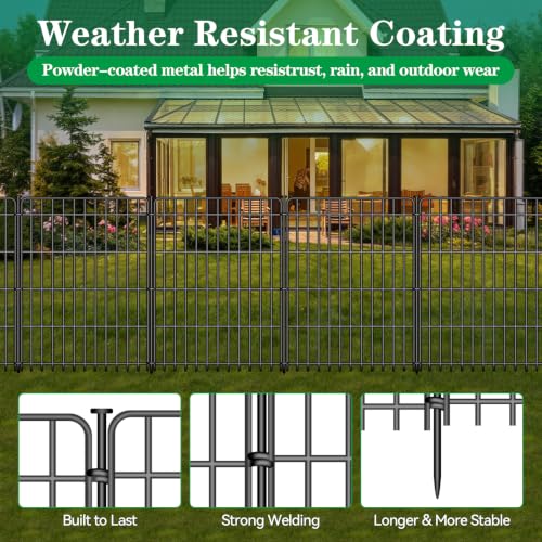 20 Panels No Dig Decorative Garden Fence, 33in(H) x 44.6ft(L) Animal Barrier Fence, Rustproof Metal Temporary Dog Fence, Dog Digging Defense Fencing Barrier for Outdoor, Yard, Patio - size: 20 Panels 33in(H) x 44.6ft(L)