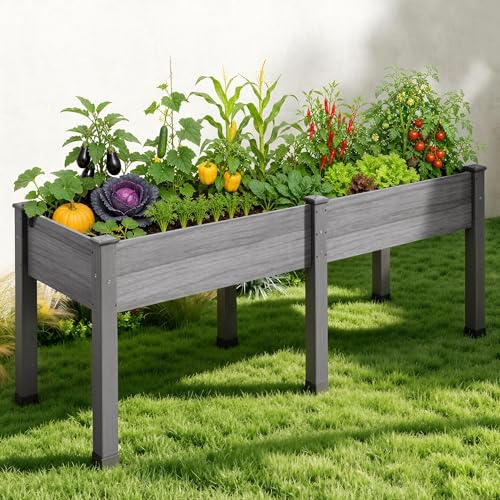 AMERLIFE Raised Garden Bed, 72x24x30 Inches Elevated Wood Planter Box - color: Gray, size: 6x2 FT-Regular