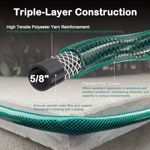 Orgrimmar 100FT PVC Garden Hose with 5/8 Inch Outside Diameter - size: 100FT