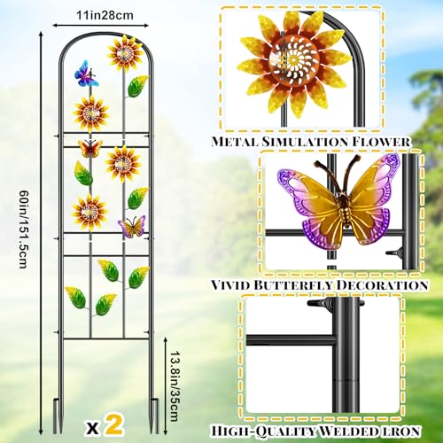 Metal Garden Trellis 2Pcs, Sunflower Decor Plant Support for Climbing Vines - style: Sunflower