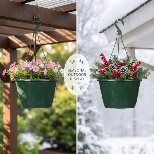 8 Pcs 10 Inch Hanging Planter with Drainage Insert, Green - color: Green