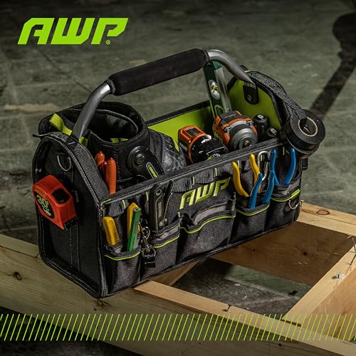 AWP Tool Bags, Premium Tool Bag, Black, Durable Tool Tote, for Professionals and Contractors - size: 18 Inch, style: Tool Tote