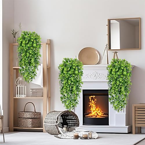Waipfaru 8Pcs Fake Hanging Plants 3ft Fake Plants Vines Greenery - color: Light Green Ivy Vines-thickened, size: 8Pcs Plants