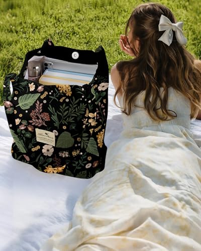 Miss Adola Corduroy Tote Bag for Women with Aesthetic Design - color: Green Pk Flower
