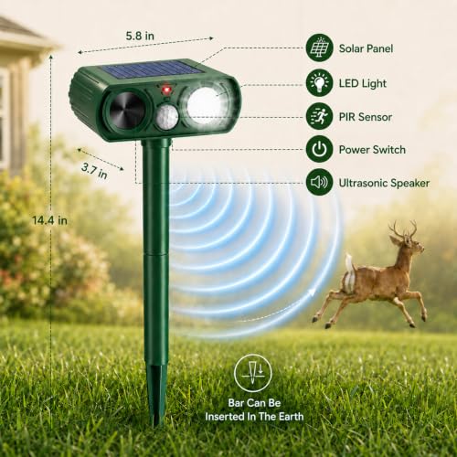 Newly Solar Ultrasonic Animal Repellent, Deer Repellent Devices Outdoor