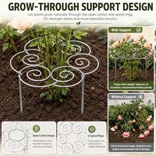 Circular Plant Support Grid: Rustproof Silver Iron Peony Scaffold