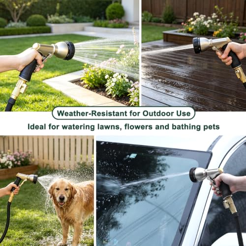 FANHAO Garden Hose Nozzle Heavy Duty, Metal Water Hose Sprayer, Leakproof - color: Black