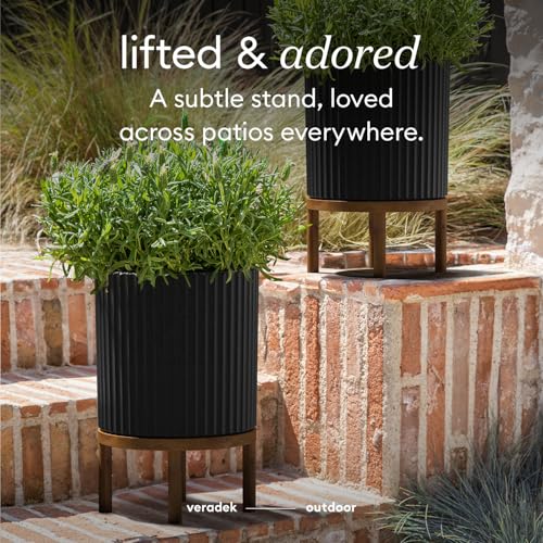 Veradek Demi Series Raised Planter - Round Planter with Stand - color: Black/Brown, size: 12 inch - 2 Pack