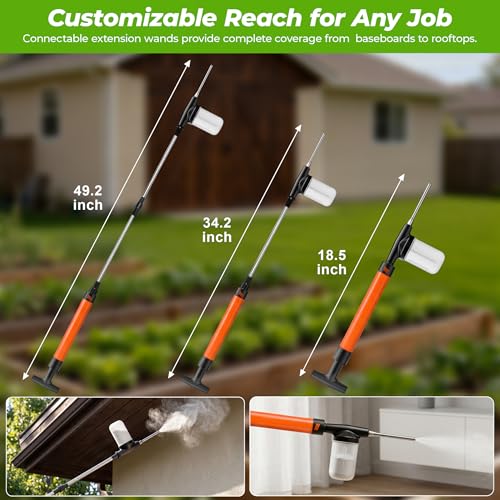 Adjustable Powder Duster with 4 FT Extension Pole, Manual Pump Sprayer for Diatomaceous Earth and Fine Garden Powder, Handheld Dispenser Tool for Home and Yard Maintenance (Orange) - color: Orange