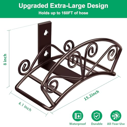 TomCare Garden Hose Holder, Heavy Duty 160FT Large Capacity Hose Hanger - color: Bronze, size: L (14.9“ x 6” x 8")