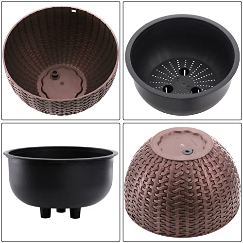 Foraineam 10.2 Inches Round Basket Hanging Planter Dual-pots Design Garden Flower Plant Pots Hanging Planter Baskets with Drainer and Chain for Indoor Outdoor Use