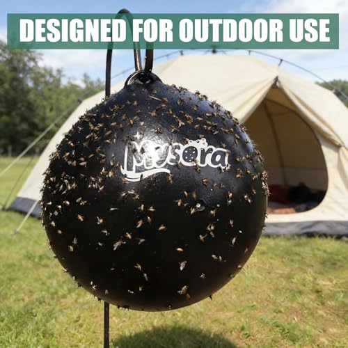 2 Pack Fly Trap Balls Outdoor Hanging Insect Trap with Air Pump Reusable Sticky Fly Catcher for Farm Orchard Yard Garden Patio (Glue Not Included)