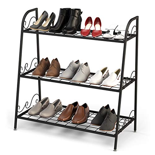 Giantex 3 Tier Metal Plant Stand, Indoor Outdoor Plant Shelf, Flower Rack Display Shelf, Flower Pots Holder with Adjustable Feet for Garden, Balcony, Living Room (3-Tier (32''x 13'' x 32'')) - size: 3-tier (32''x 13'' x 32'')