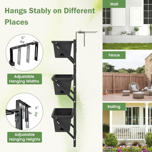 HAPPYGRILL 3-Tier Vertical Hanging Planter, Garden Wall Planter Box